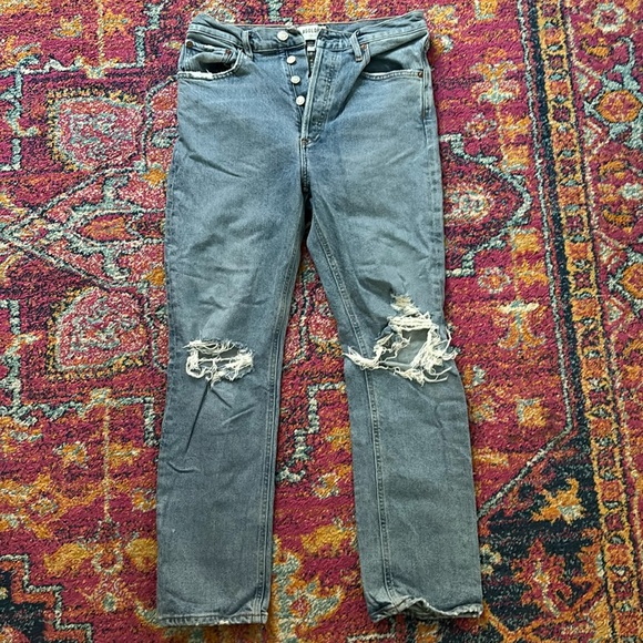 Agolde Riley distressed denim - Picture 1 of 2